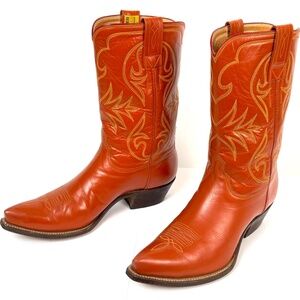 Rare Stewart Romero 50's Cowboy Boots - Mn Sz 9.5D Brown Excellant Vtg X-toe
